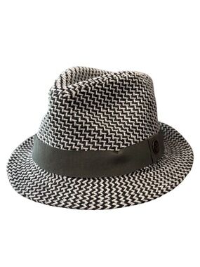 Goorin Bros Buck White Green Wool Blend Herringbone Knit Adult Fedora Hat MD